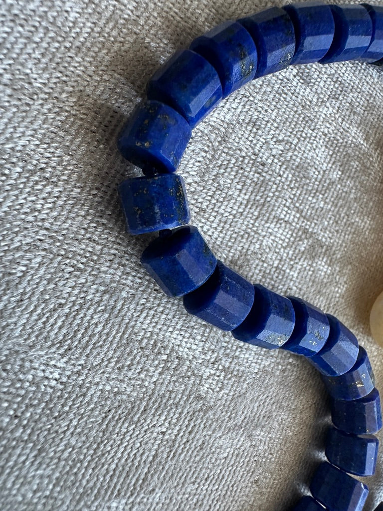 Knotted Lapis Lazuli Necklace and Bracelet Set