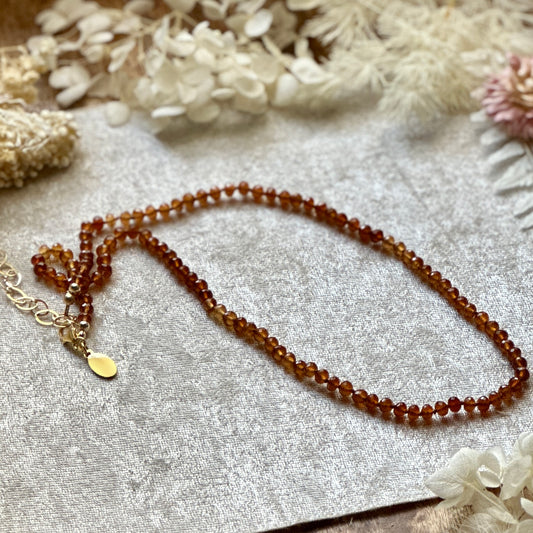 Hand-knotted Hessonite Garnet Necklace