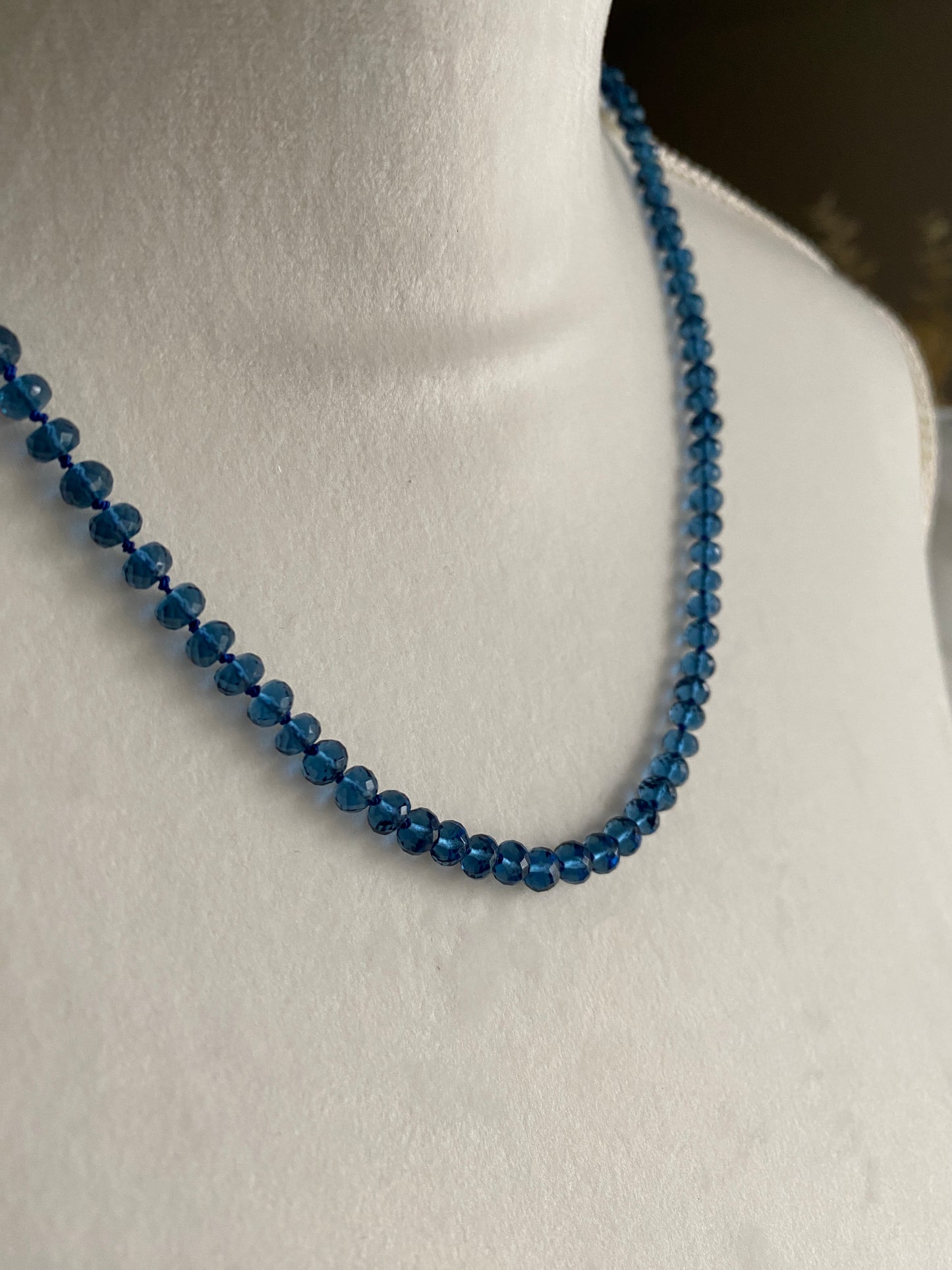 Hand-knotted London Blue Hydro Quartz Necklace