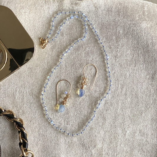 Hand-knotted Rainbow Moonstone Necklace
