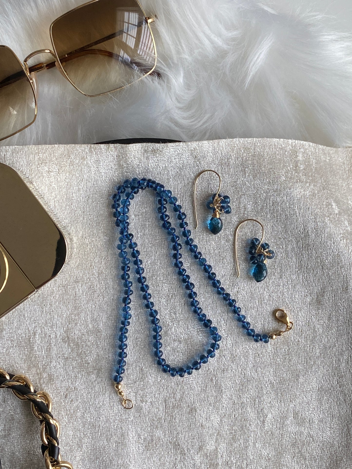 Hand-knotted London Blue Hydro Quartz Necklace
