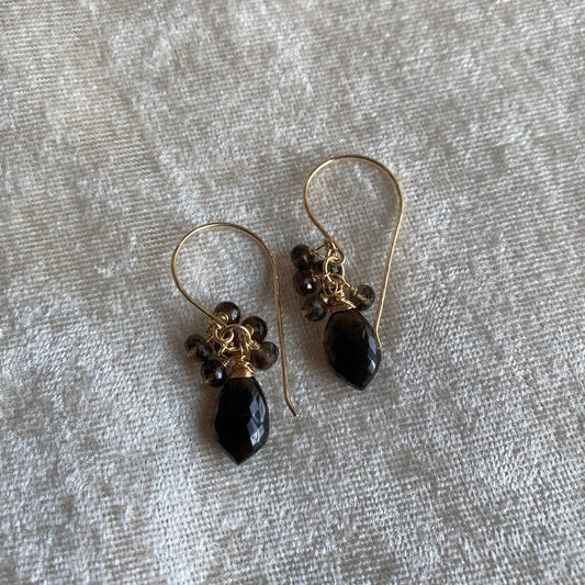 Smoky Quartz Mini Cluster Earrings