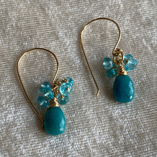 Apatite and Chrysocolla Mini Cluster earrings