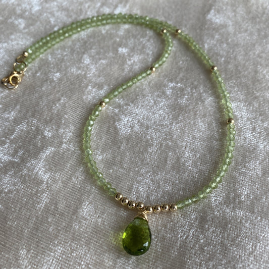 14kt Gold Filled Dainty Peridot Necklace