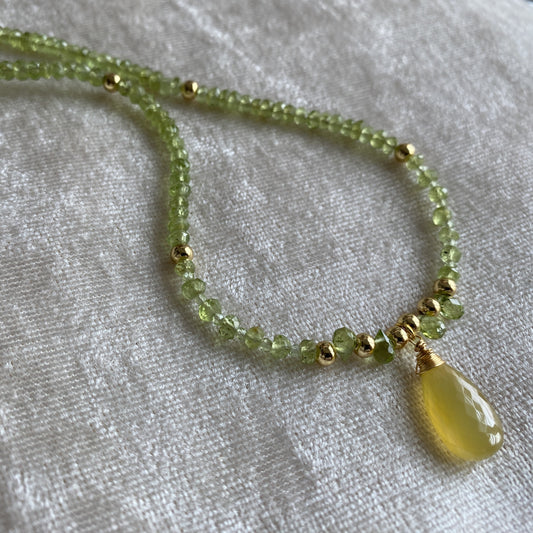 Peridot and Chalcedony Necklace