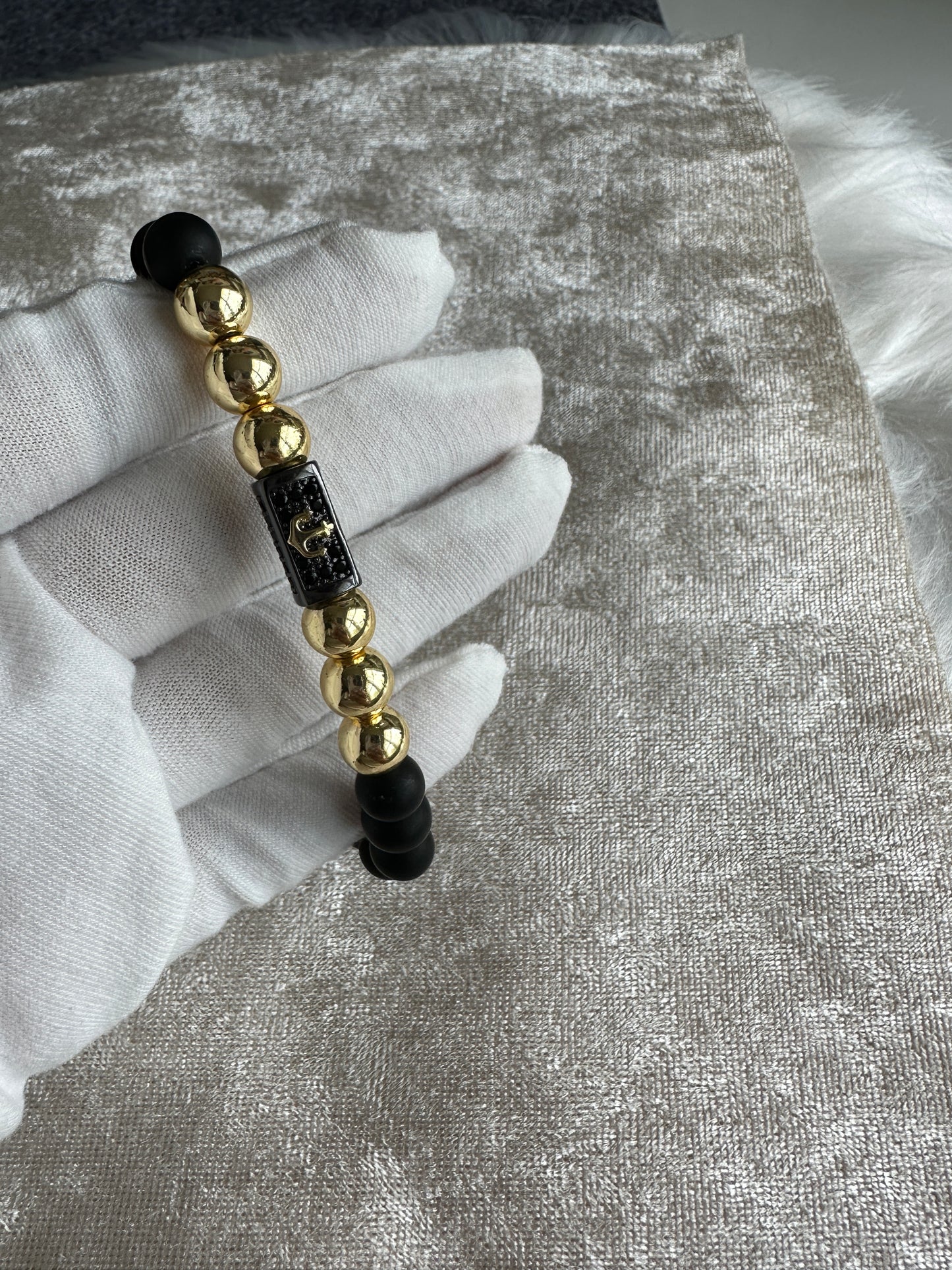 Black and Gold Anchor Bracelet