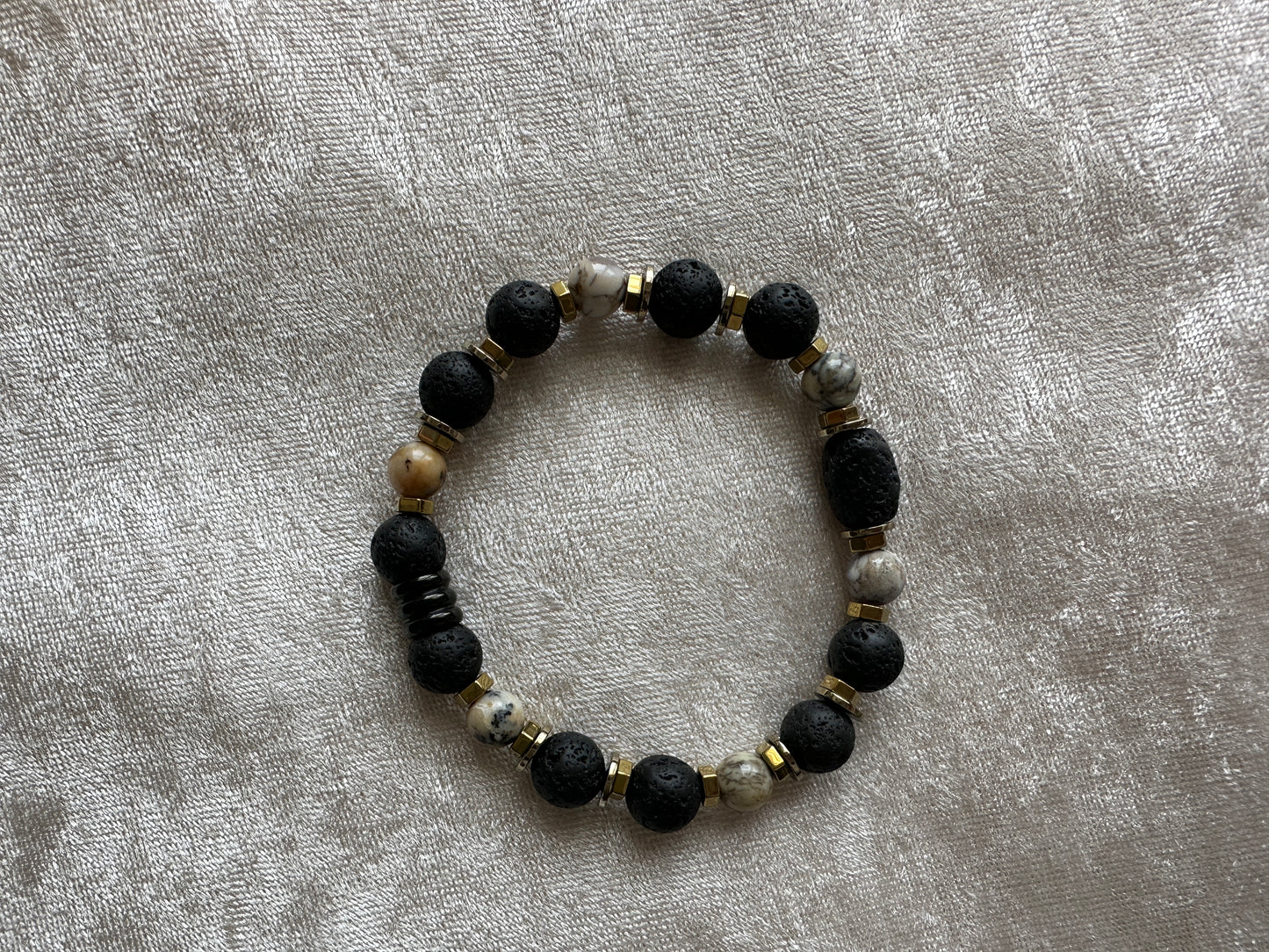 African Dendritic Opal and Lava Stone Bracelet
