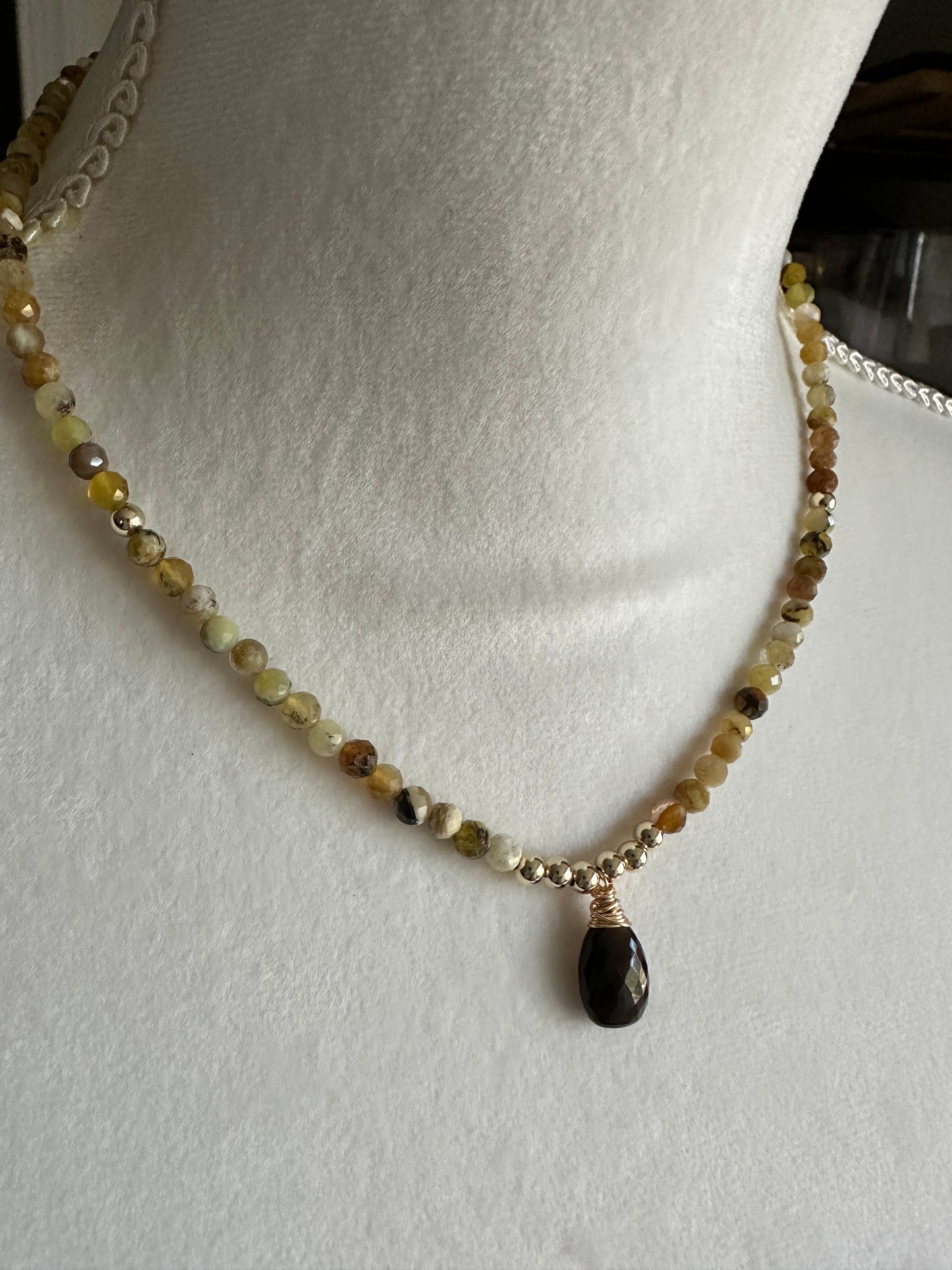 14kt Gold Filled Dainty Yellow Opal Necklace
