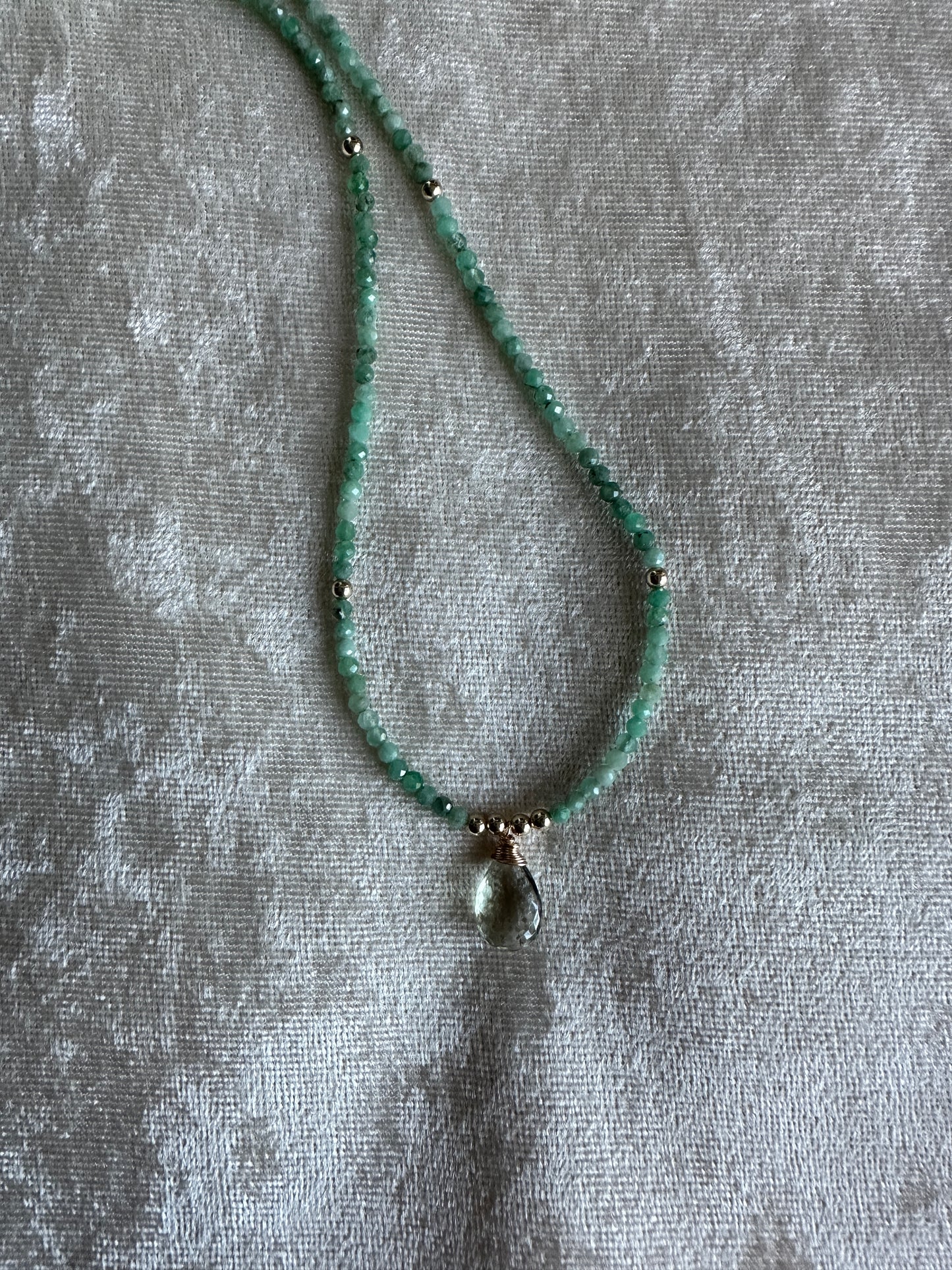 14kt Gold Filled Dainty Emerald Necklace
