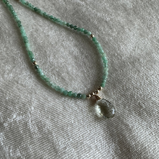 14kt Gold Filled Dainty Emerald Necklace