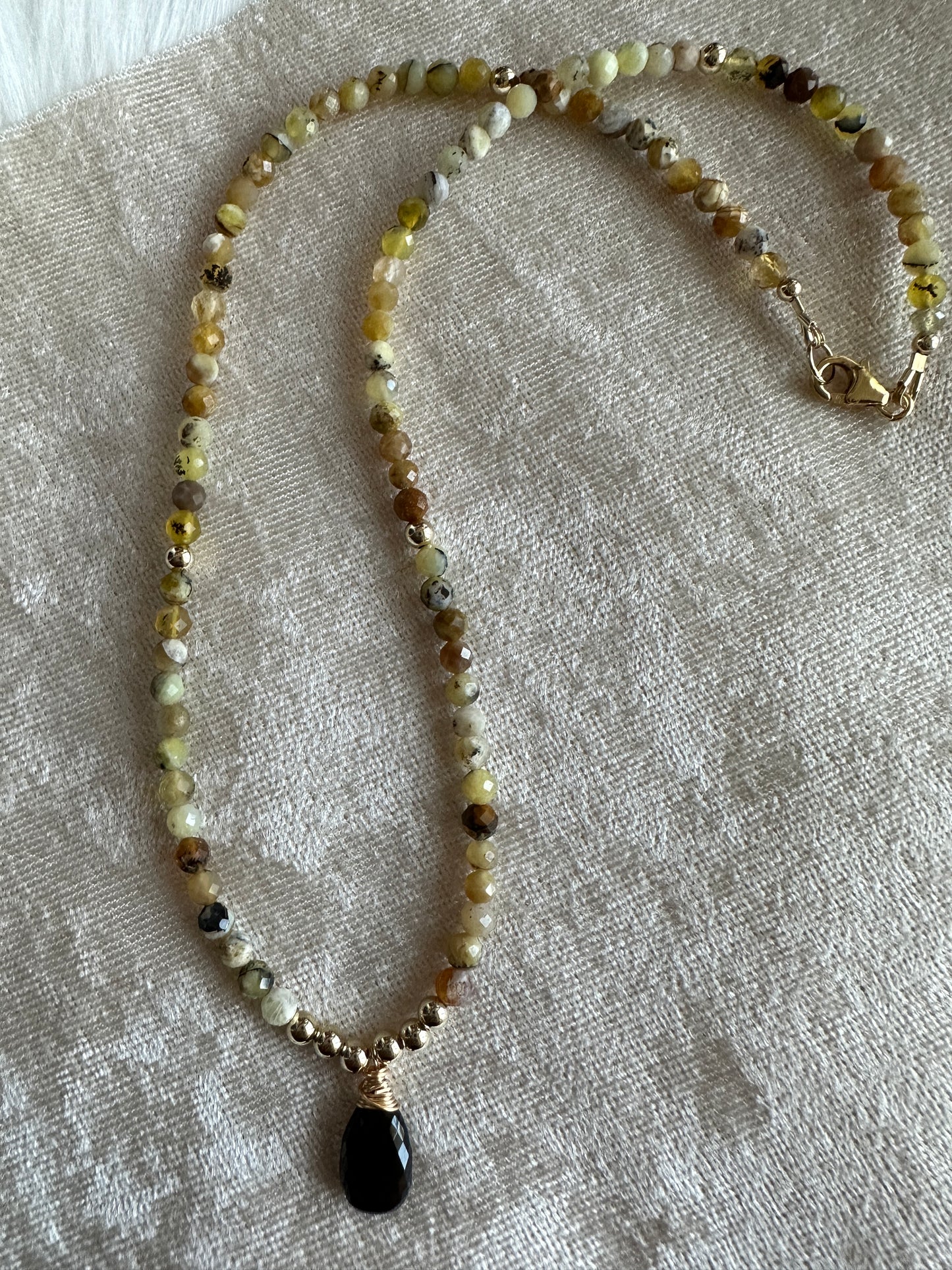 14kt Gold Filled Dainty Yellow Opal Necklace
