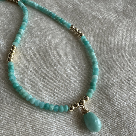 14kt Gold Filled Dainty Amazonite Necklace
