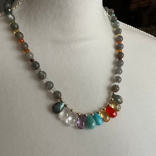 Rainbow Labradorite Briolette Necklace