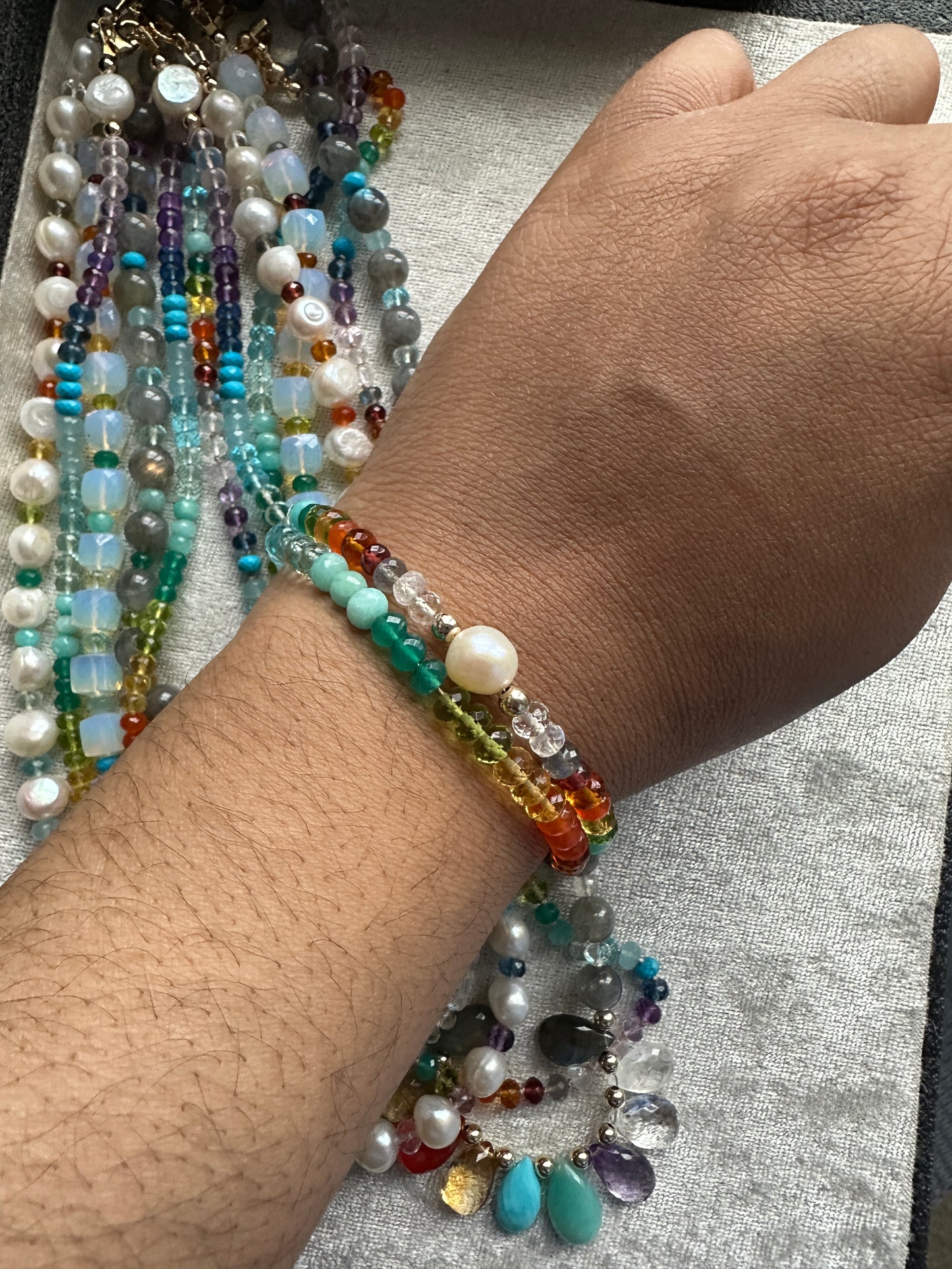 Rainbow Gemstone Necklace and Bracelet