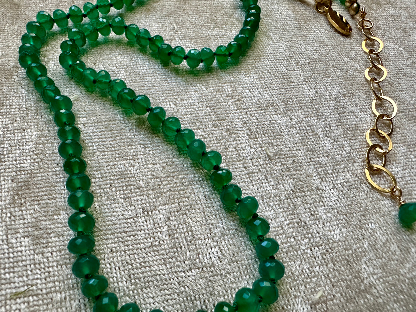 Hand-knotted Green Onyx Necklace