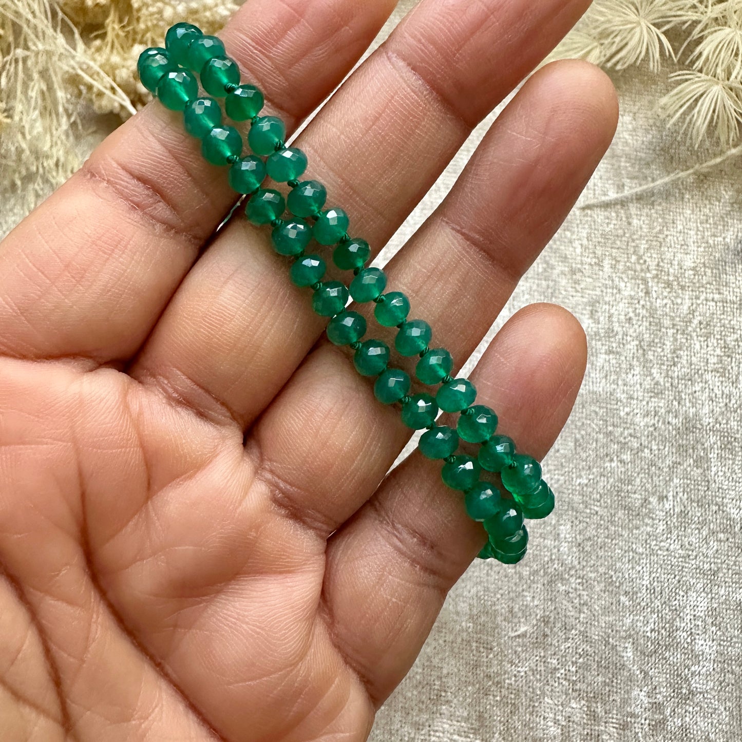 Hand-knotted Green Onyx Necklace