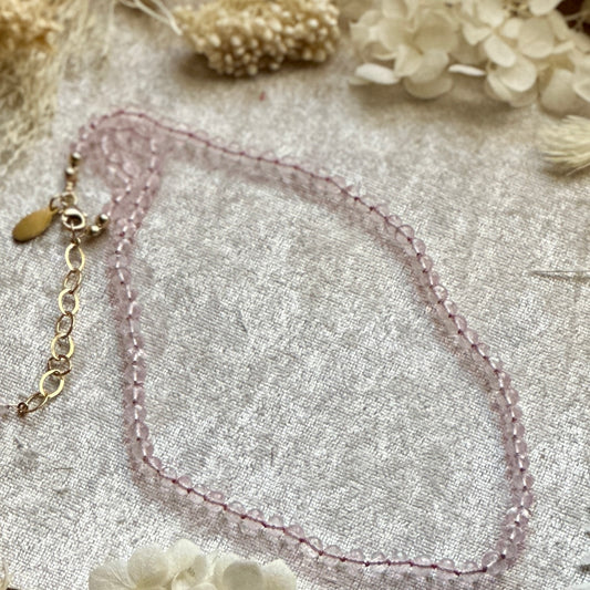 Hand-knotted Rose Hydro Quartz Necklace