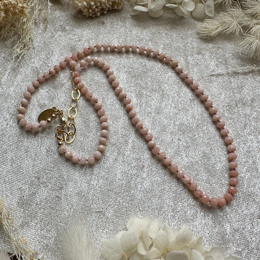 Hand-knotted Pink Opal Necklace