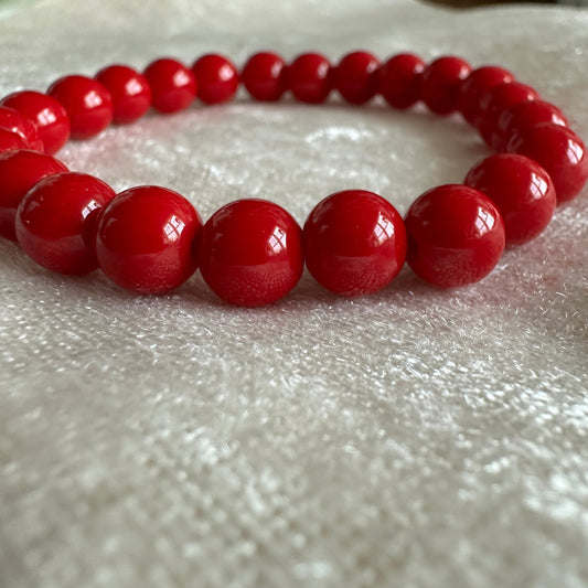 Essential Gemstone Bracelet - "Red Coral" Jade