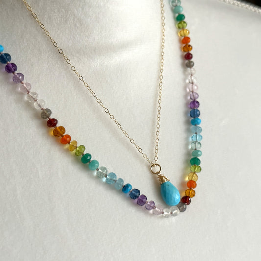 Hand-knotted Rainbow Gemstone Necklace