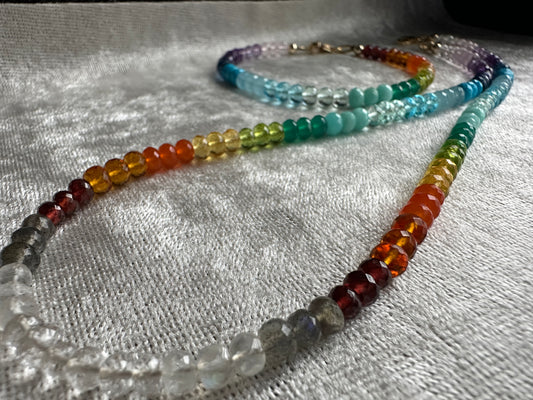 Rainbow Gemstone Necklace and Bracelet